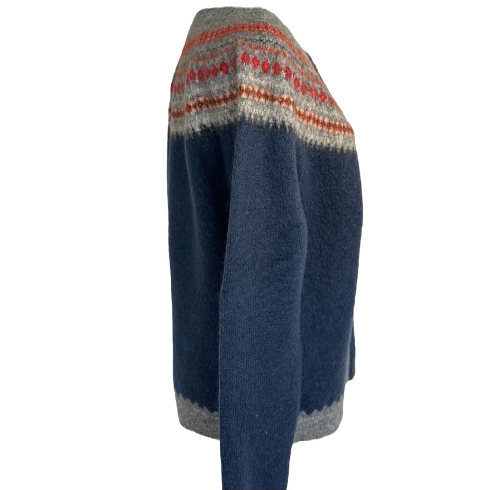 GAP Full Zip Mohair/Wool Blend Nordic Sweater in Navy/Red/Gray Size XS - Picture 5 of 10